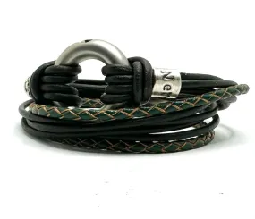 4 Cord Double Wrap Leather Cremation Bracelet