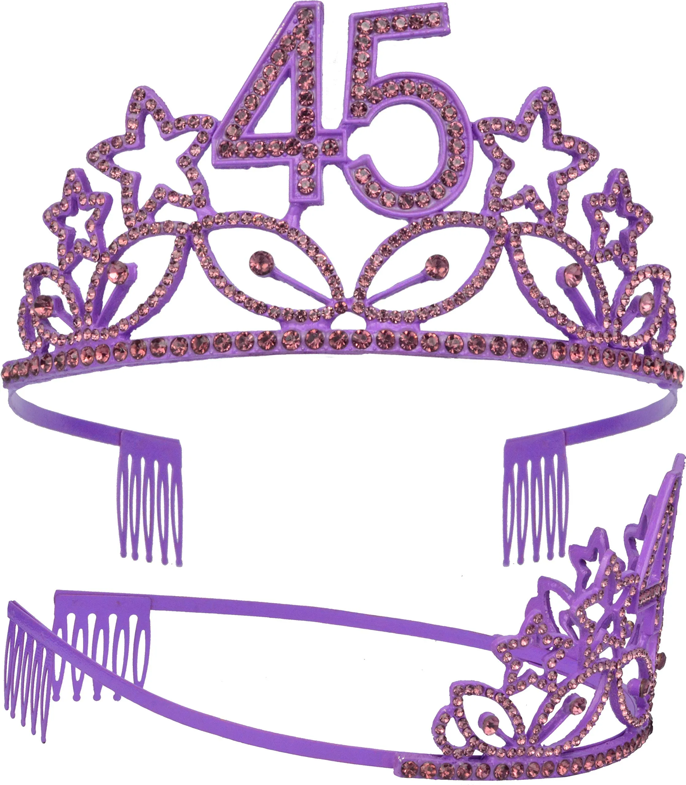 45th Birthday Gifts for Woman, 45th Birthday Tiara and Sash purple, HAPPY 45th Birthday