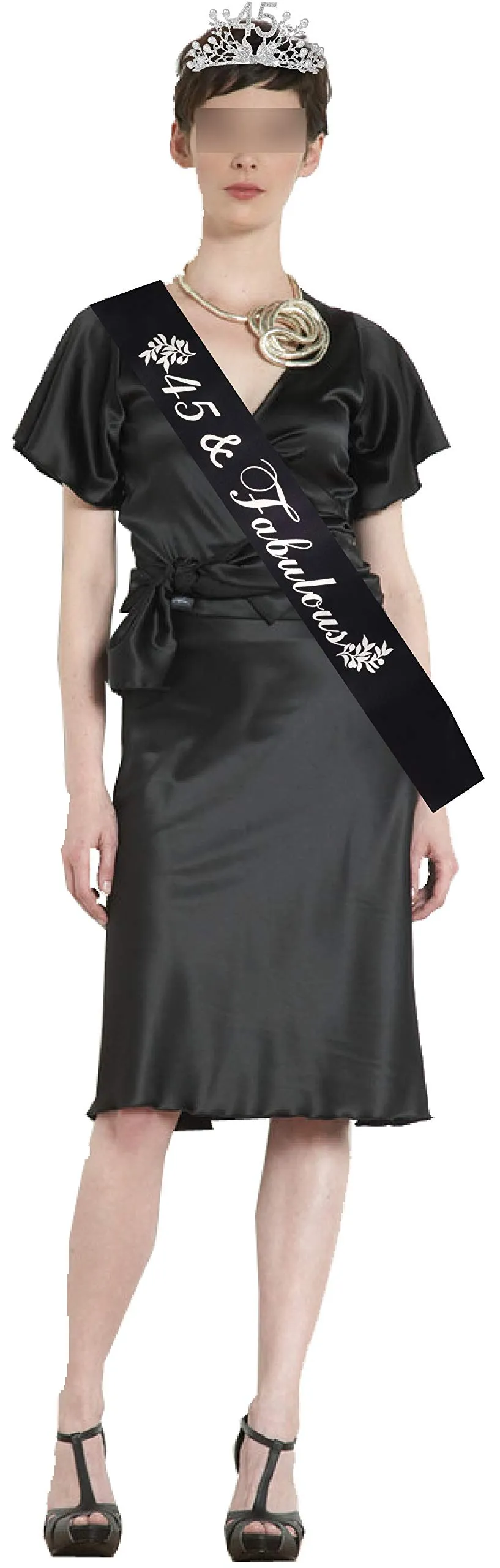 45th Birthday Gifts for Women, 45th Birthday Tiara and Sash, 45 Fabulous Sash and Crystal
