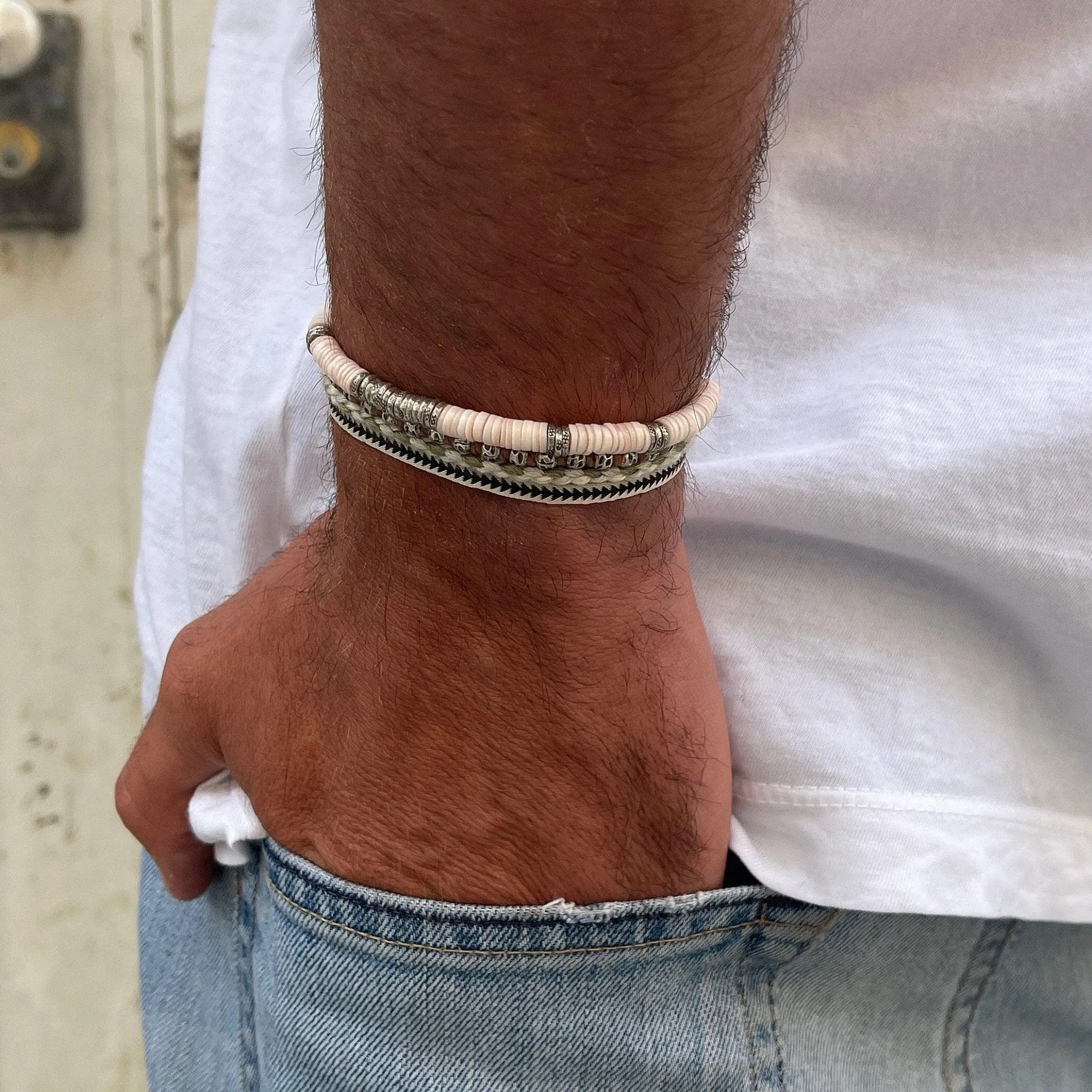 4mm "Rodeo" Bracelet (Light Shell/Silver)