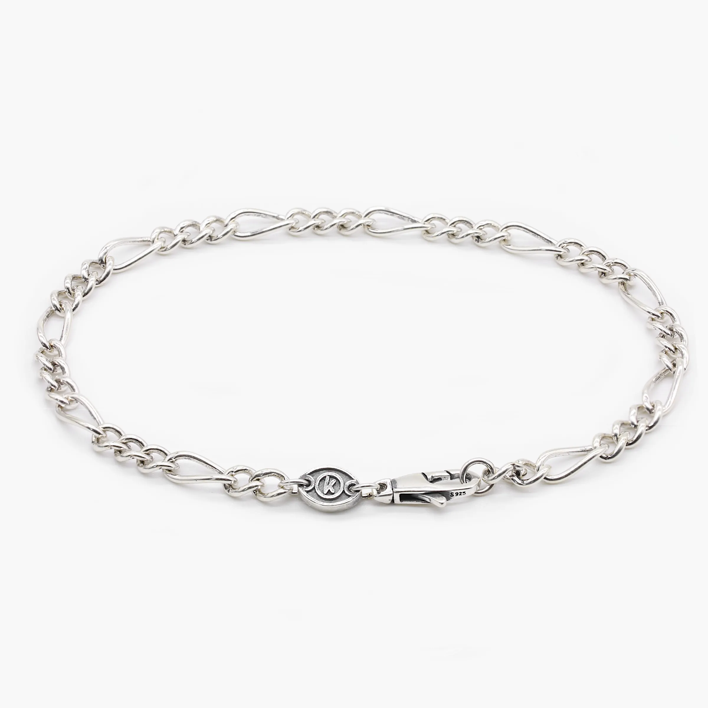 4mm Sterling Silver Figaro Chain Bracelet