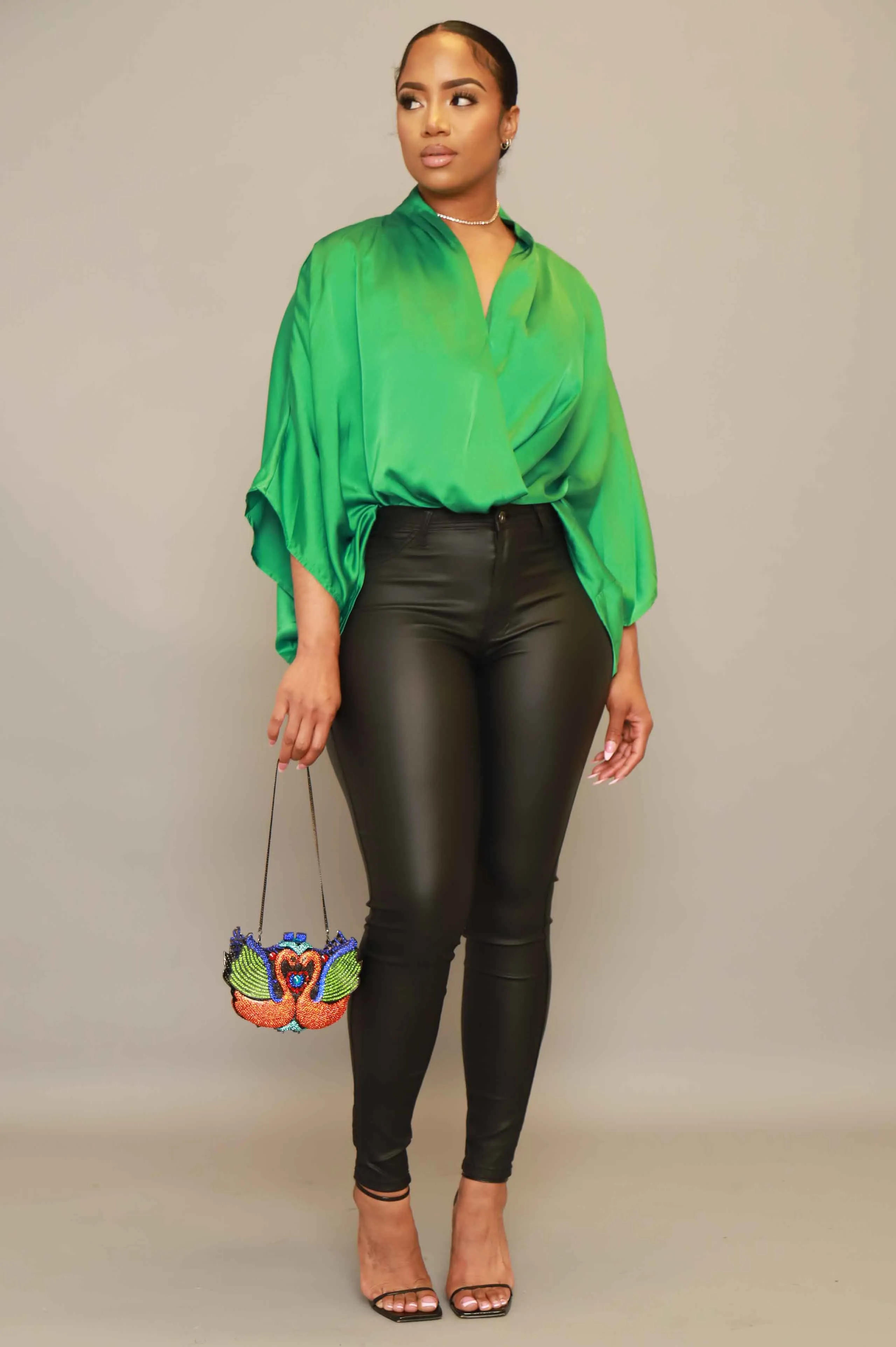 $5 Curve You Faux Leather High Rise Pants - Black