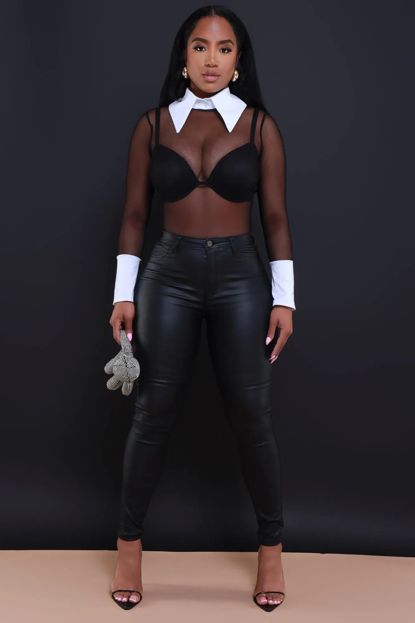 $5 Curve You Faux Leather High Rise Pants - Black