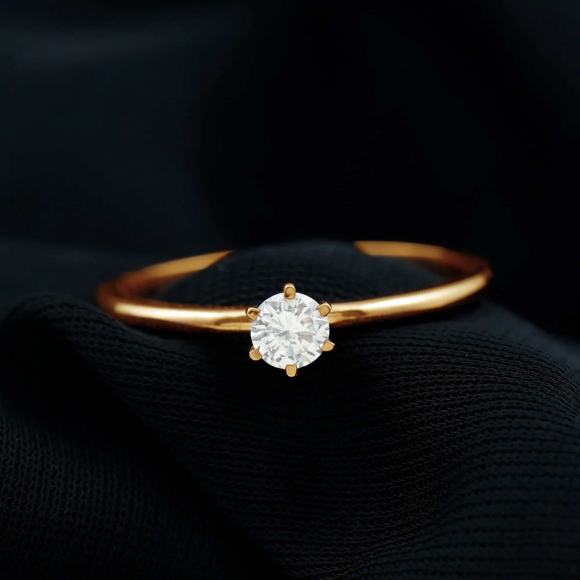 6 Prong Peg Head Set Diamond Solitaire Ring for her