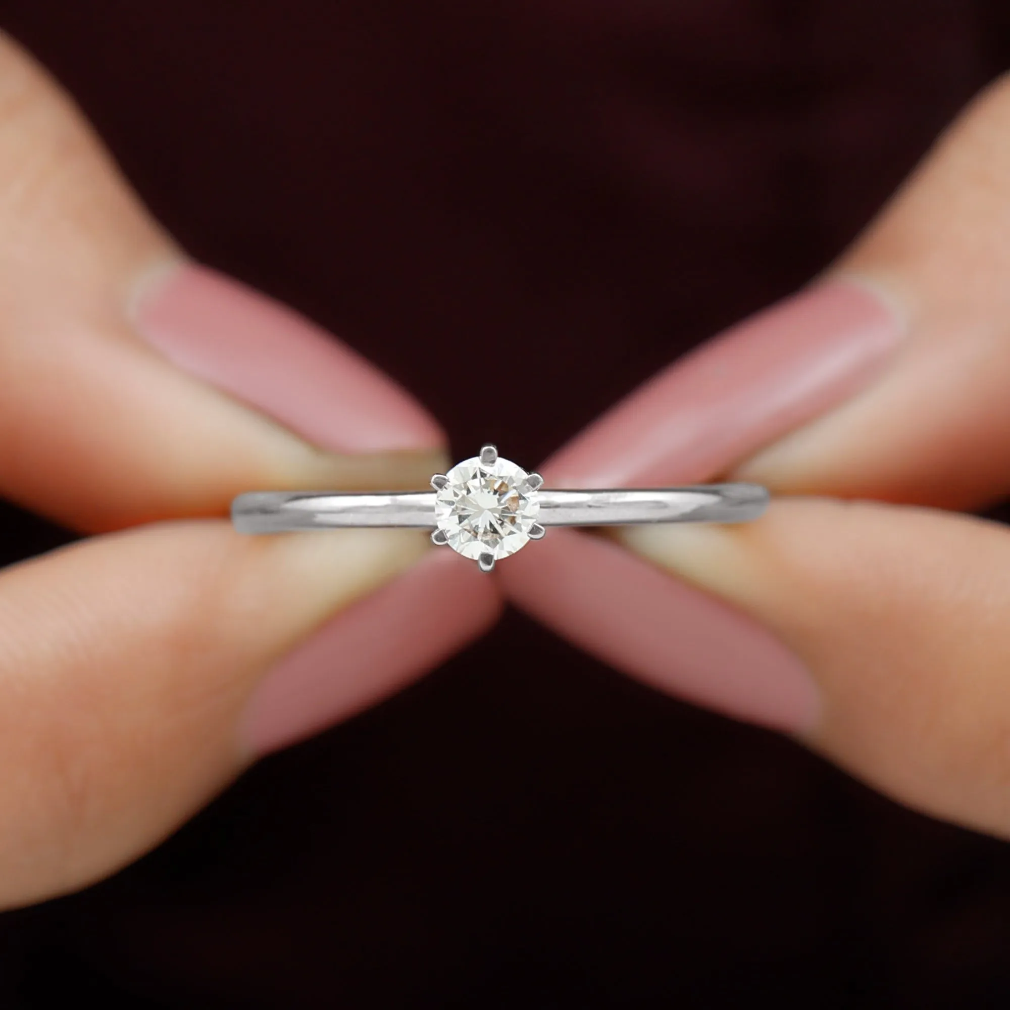 6 Prong Peg Head Set Diamond Solitaire Ring for her