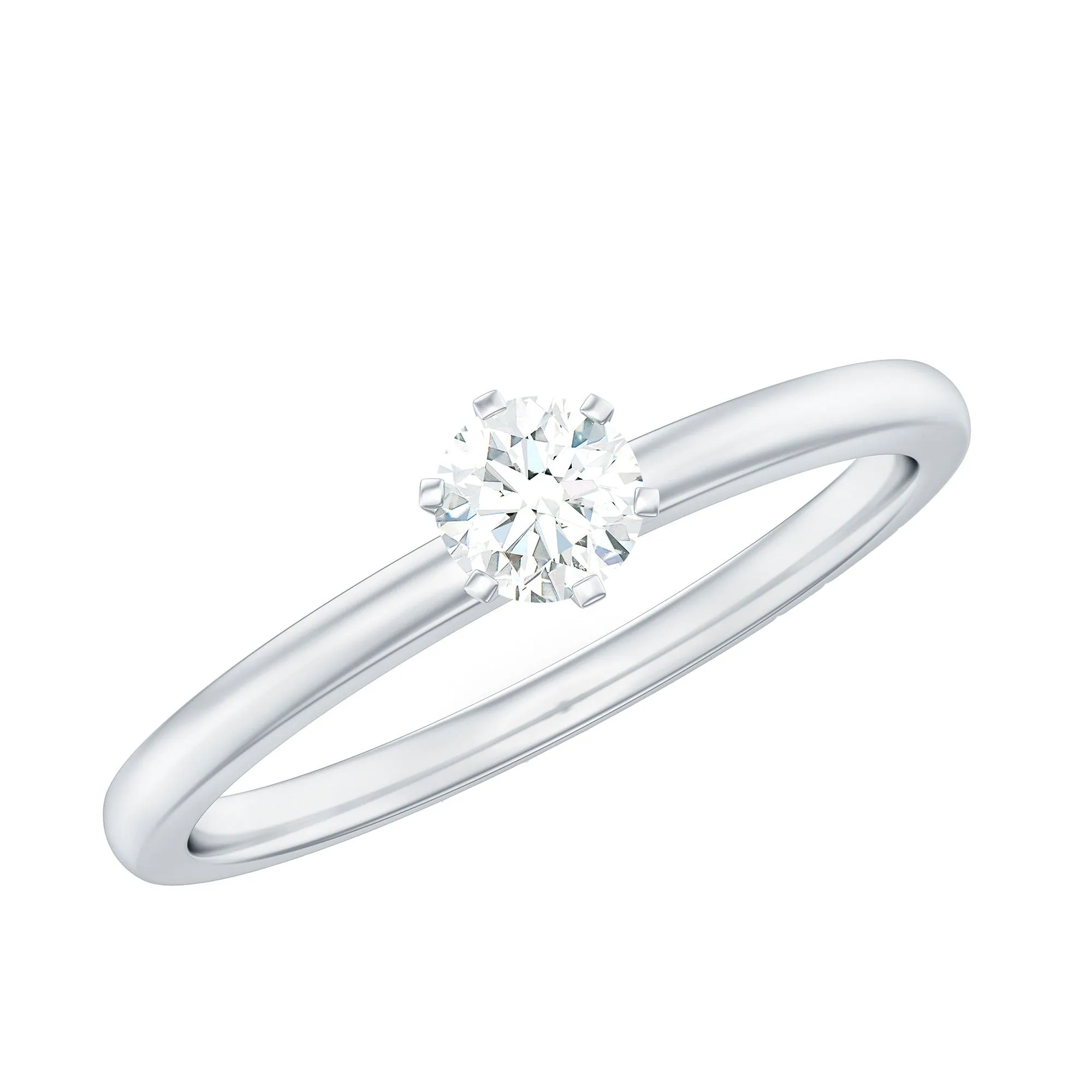 6 Prong Peg Head Set Diamond Solitaire Ring for her