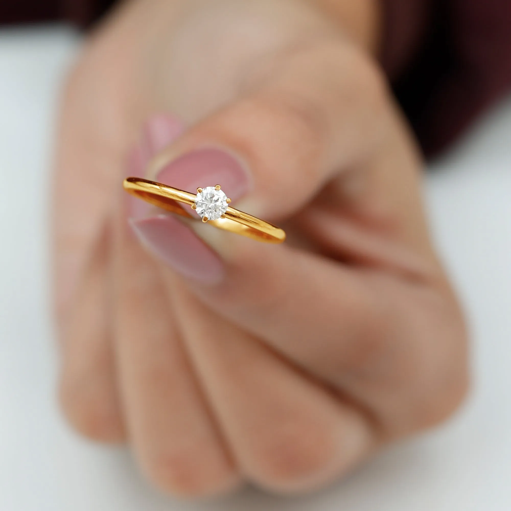 6 Prong Peg Head Set Diamond Solitaire Ring for her