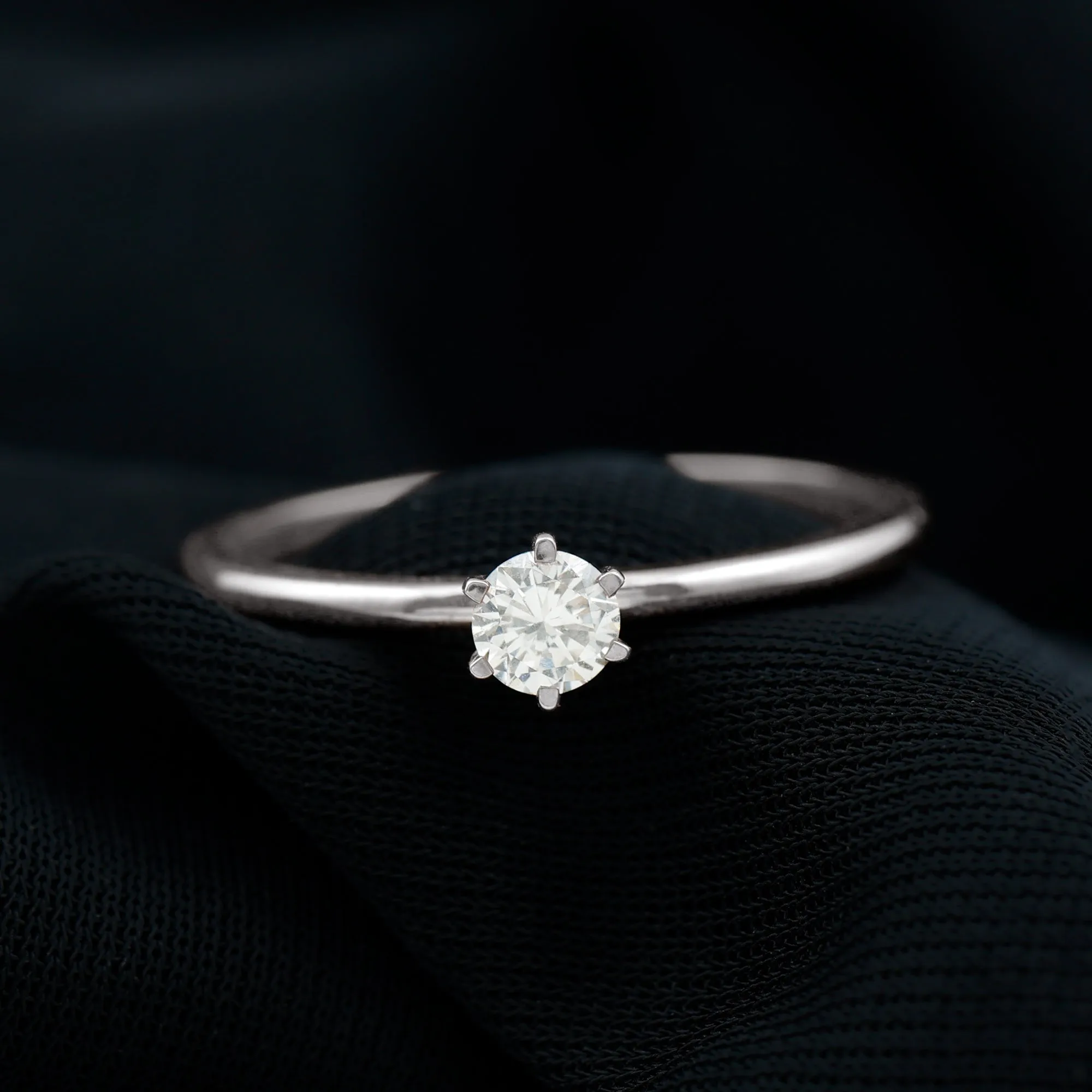 6 Prong Peg Head Set Diamond Solitaire Ring for her