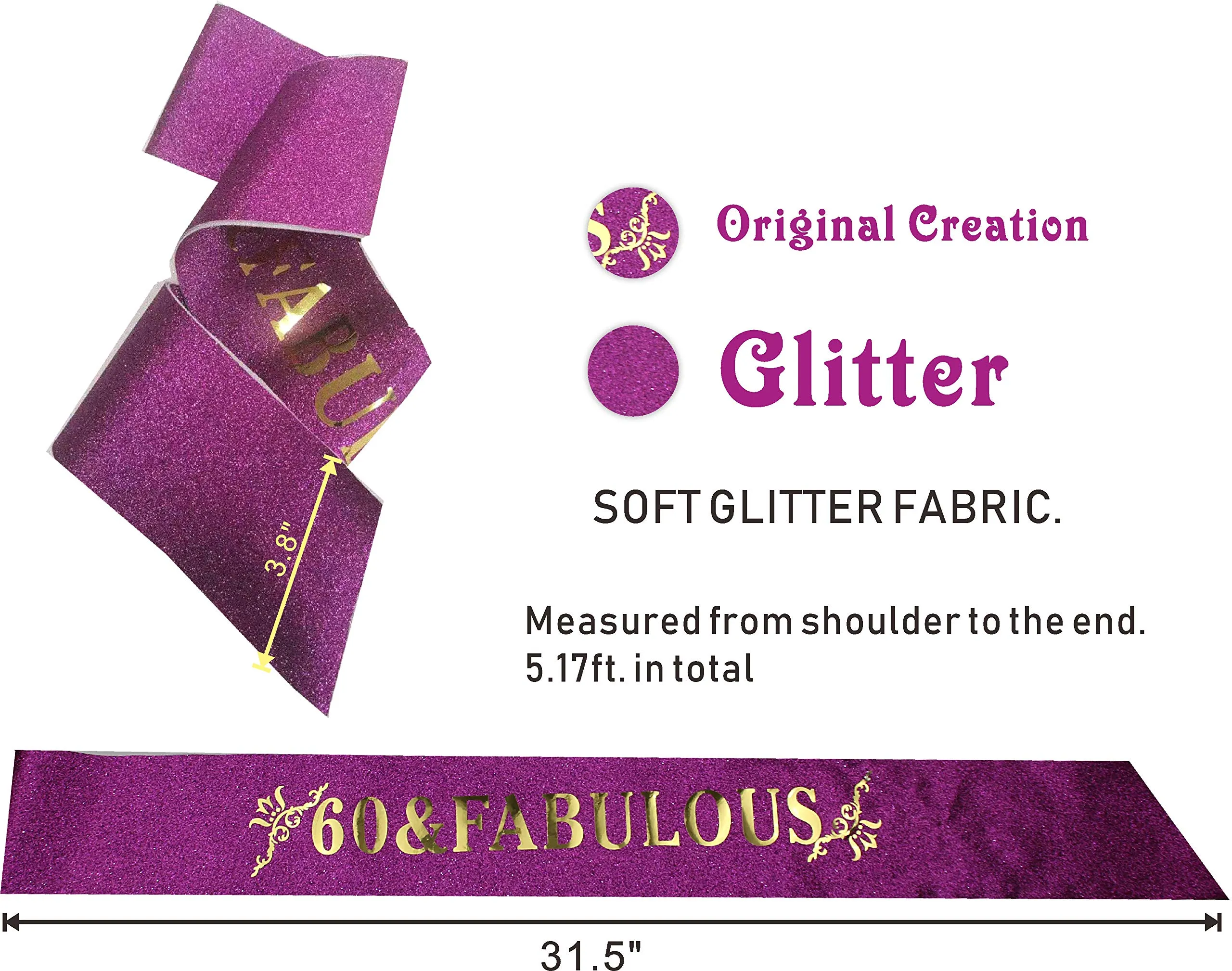 60th Birthday Gifts for Women,60th Birthday Tiara and Sash Purple,60th Birthday