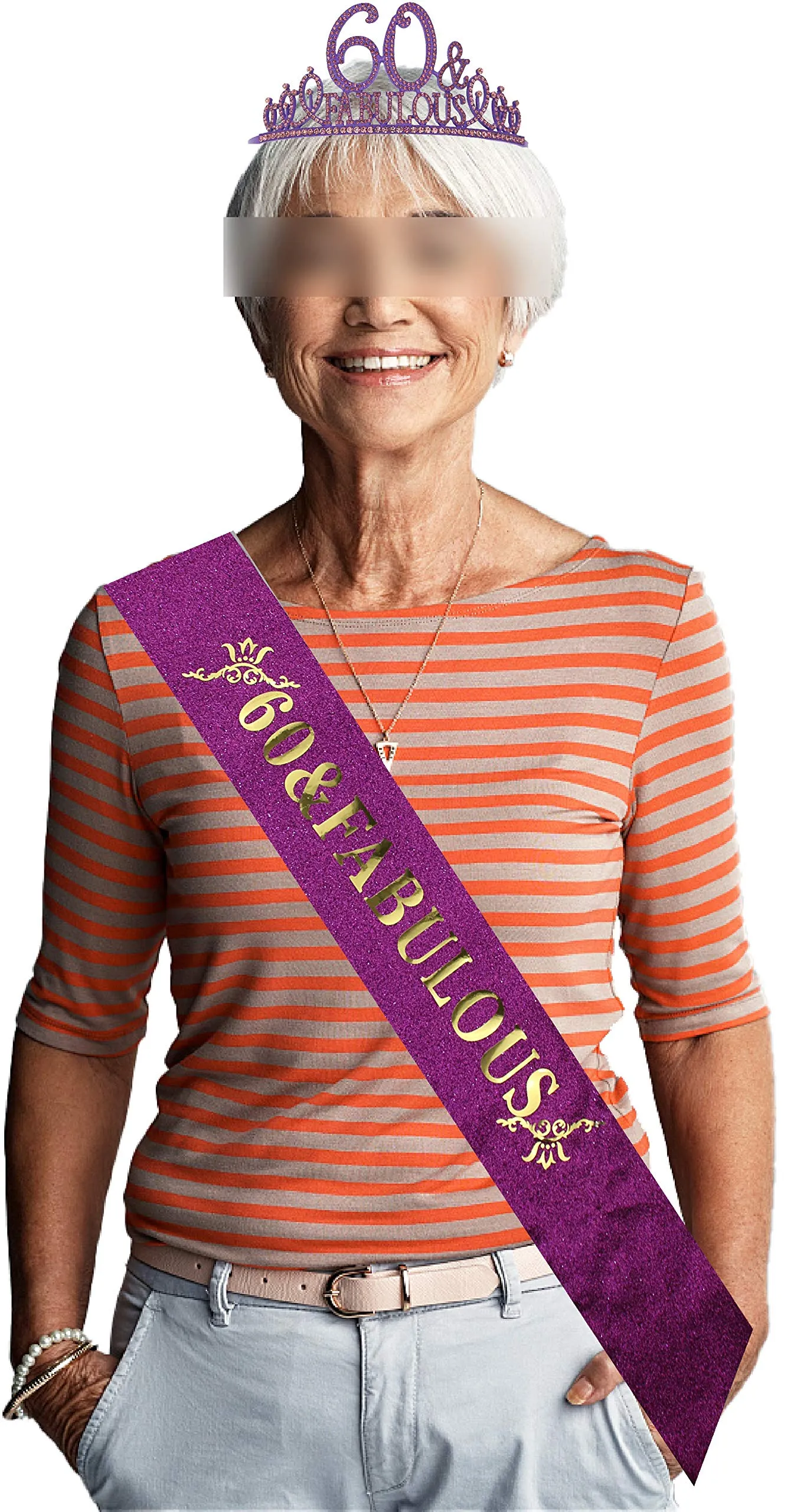 60th Birthday Gifts for Women,60th Birthday Tiara and Sash Purple,60th Birthday