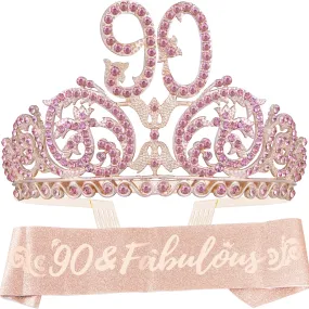 90th Birthday, 90th Birthday Decorations for Women, 90th Birthday Tiara and Sash, 90th