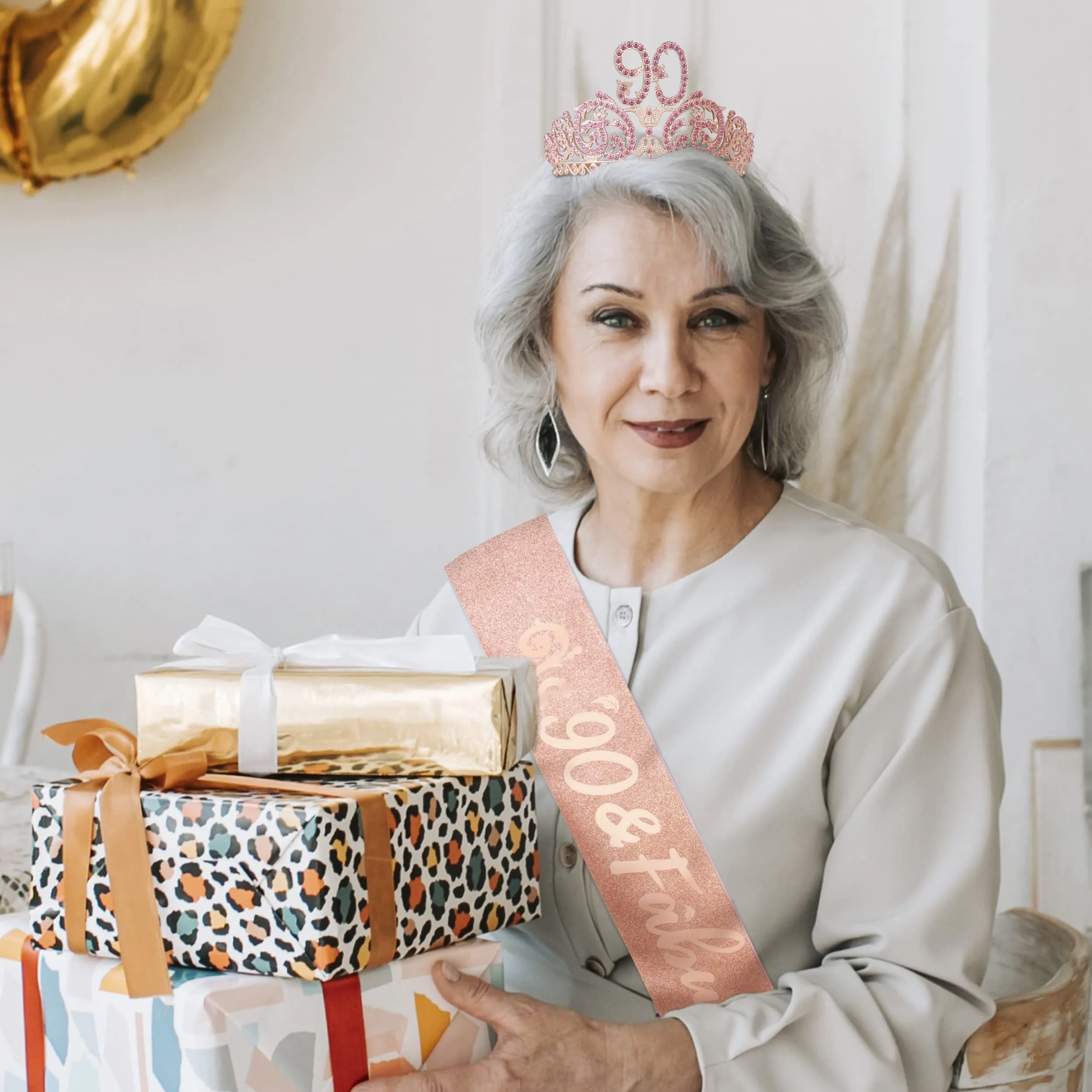 90th Birthday, 90th Birthday Decorations for Women, 90th Birthday Tiara and Sash, 90th