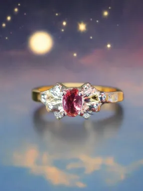 .925 ring with pink stone in bow size 9.5