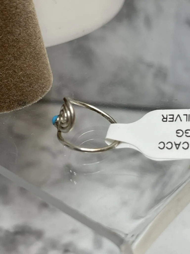 925 SILVER BABY TOE RING WITH BLUE STONE