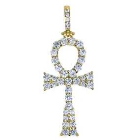 .925 Silver Hot Ankh CZ Bling Bling Cross