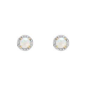 9ct Gold Rhodium Plated Opal Earrings GE2487W