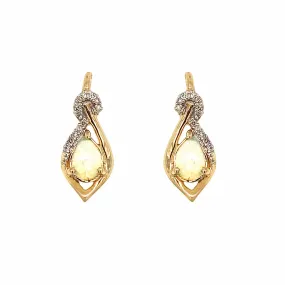9ct Yellow Gold Opal & Diamond Earrings