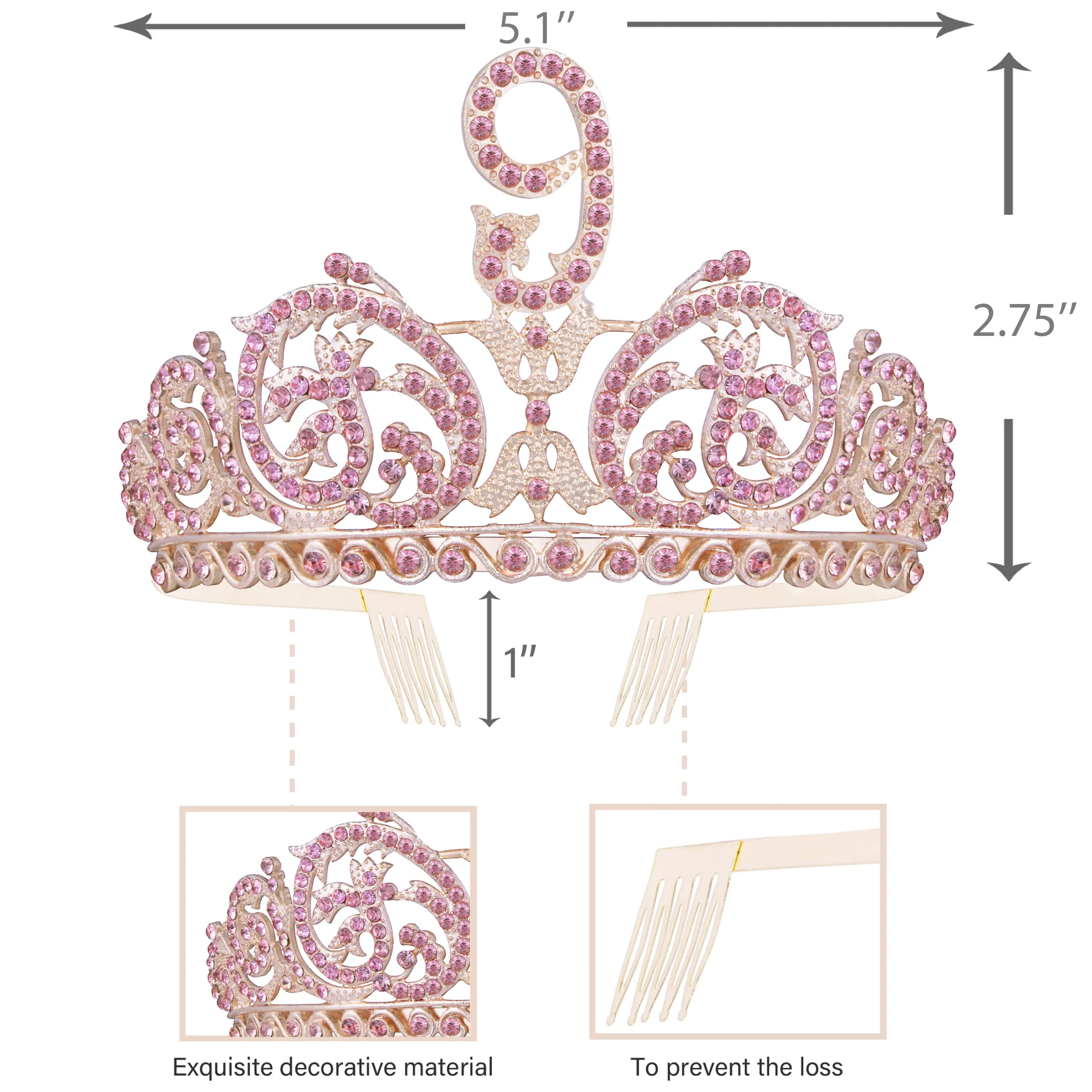 9th Birthday, 9th Birthday Decorations for Girls, 9th Birthday Crown,9th Birthday Gifts
