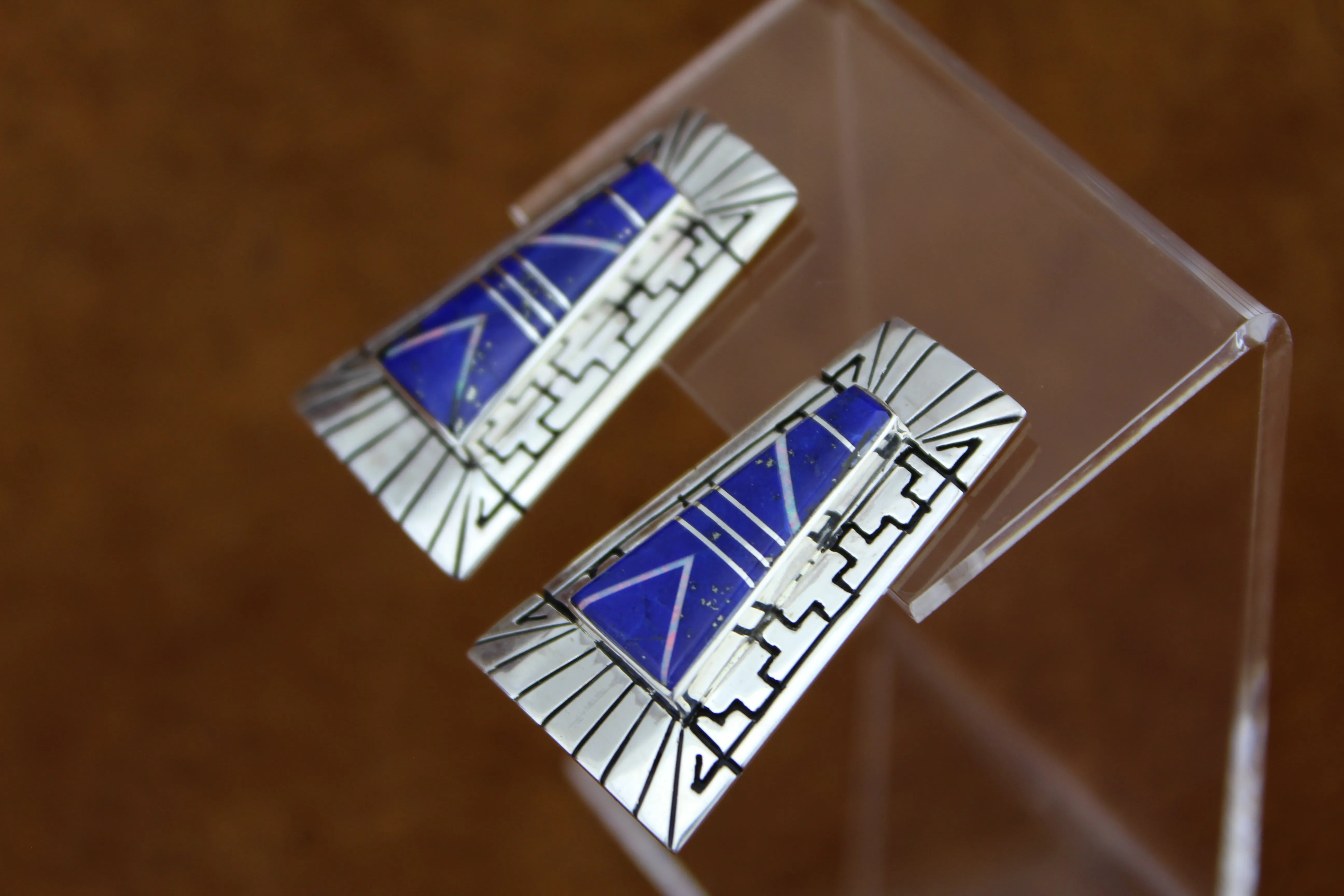 Abraham Begay Lapis Earrings