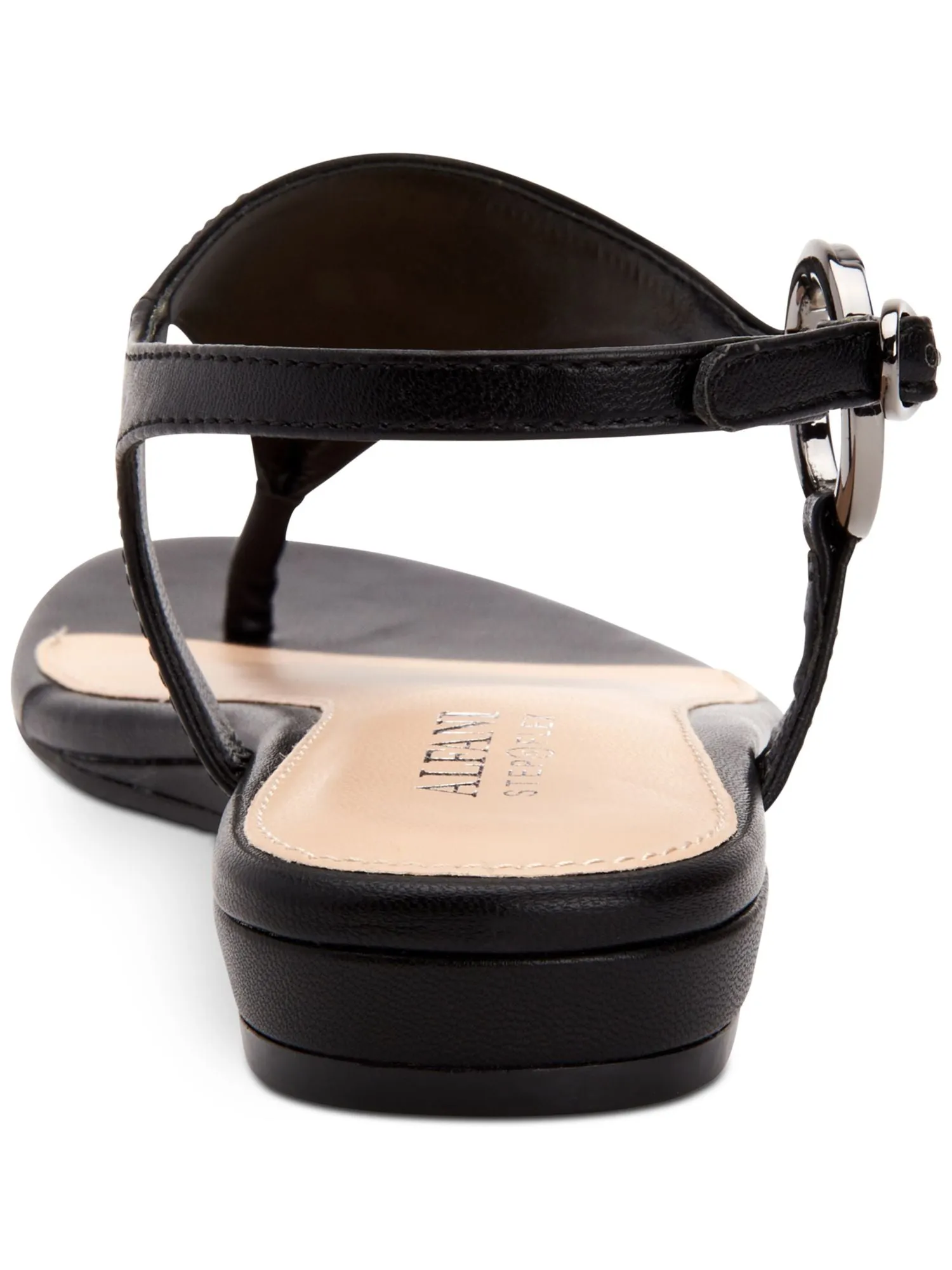 ALFANI Womens Black Ring Hardware Comfort Adjustable Hayyden Round Toe Wedge Buckle Thong Sandals Shoes M