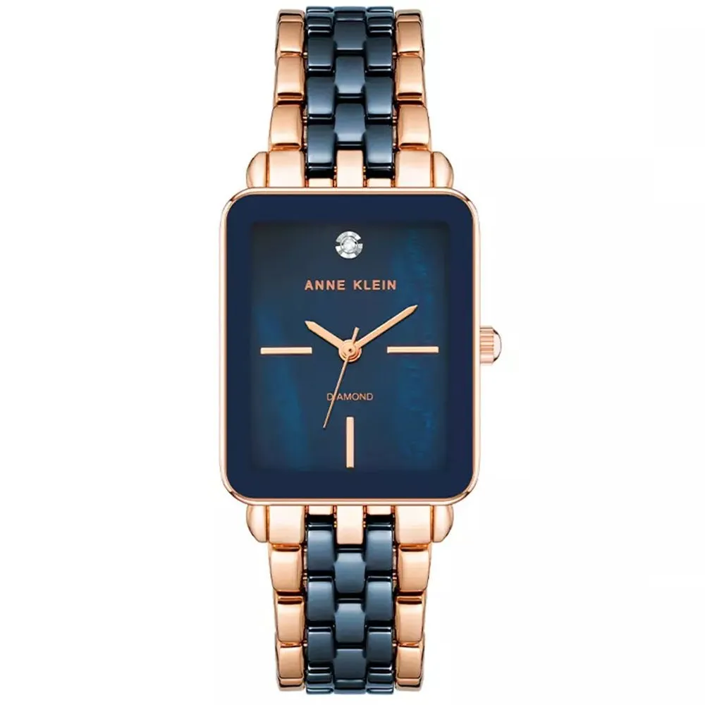 Anne Klein Genuine Diamond Dial Ceramic Bracelet Ladies Watch AK/3668NVRG