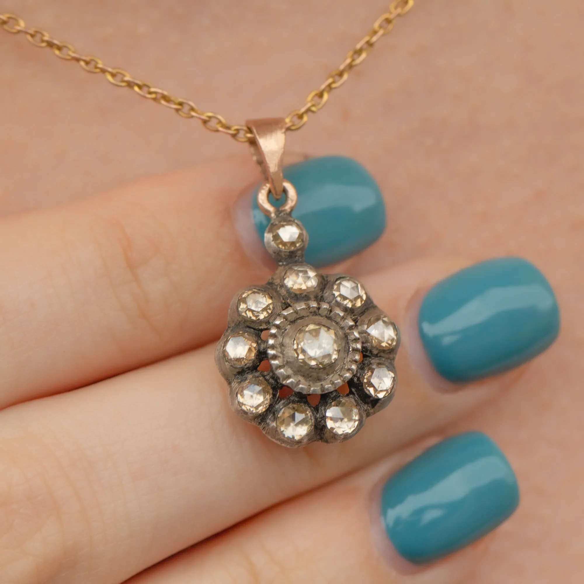 Antique 9ct Gold Foiled Rose-Cut Diamond Charm, 0.70ct
