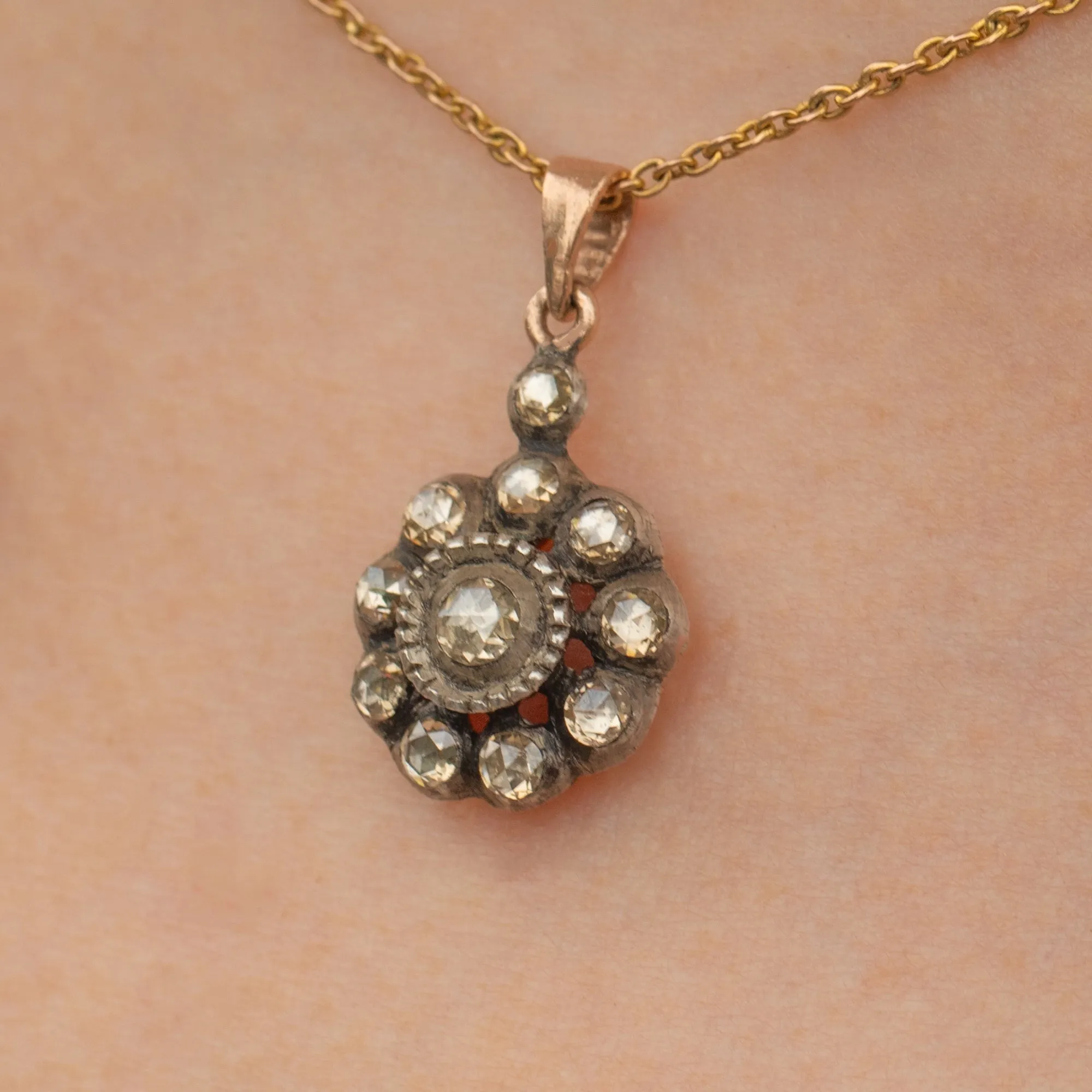 Antique 9ct Gold Foiled Rose-Cut Diamond Charm, 0.70ct