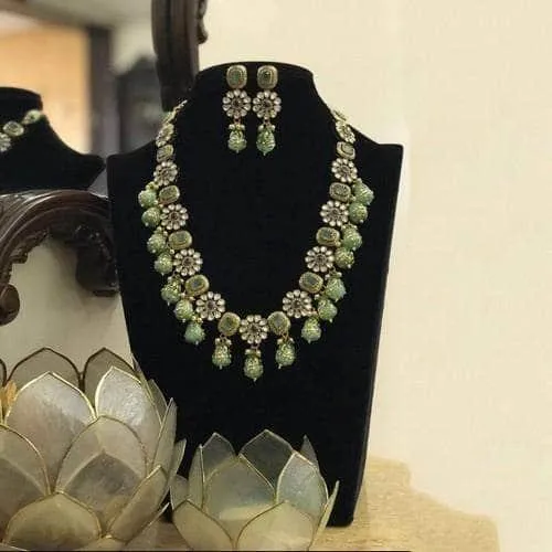 Antique Flower Motif Semi Precious Set