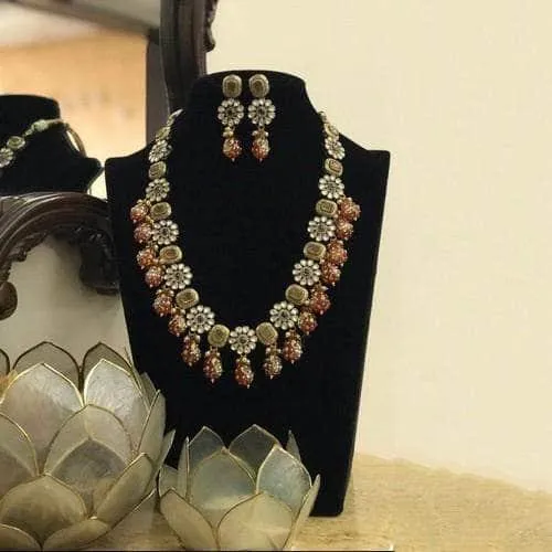 Antique Flower Motif Semi Precious Set