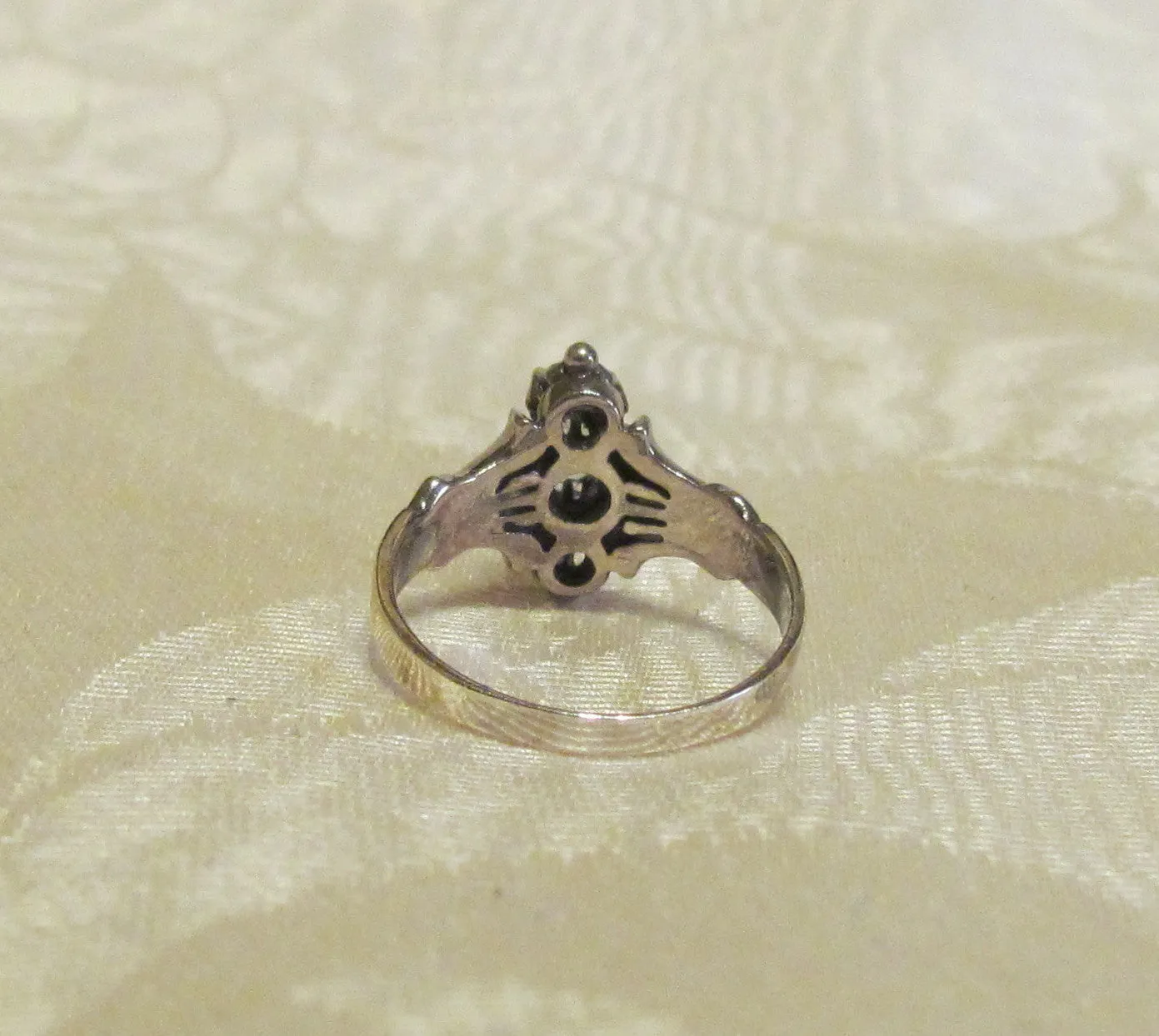 Antique Style 0.33ct Aquamarine 3 Stone Sterling Silver Ring Size 5 1/2
