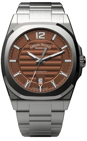 Armand Nicolet Men's Watch J09 Date 41mm Brown A660AAA-MR-MA4660AA