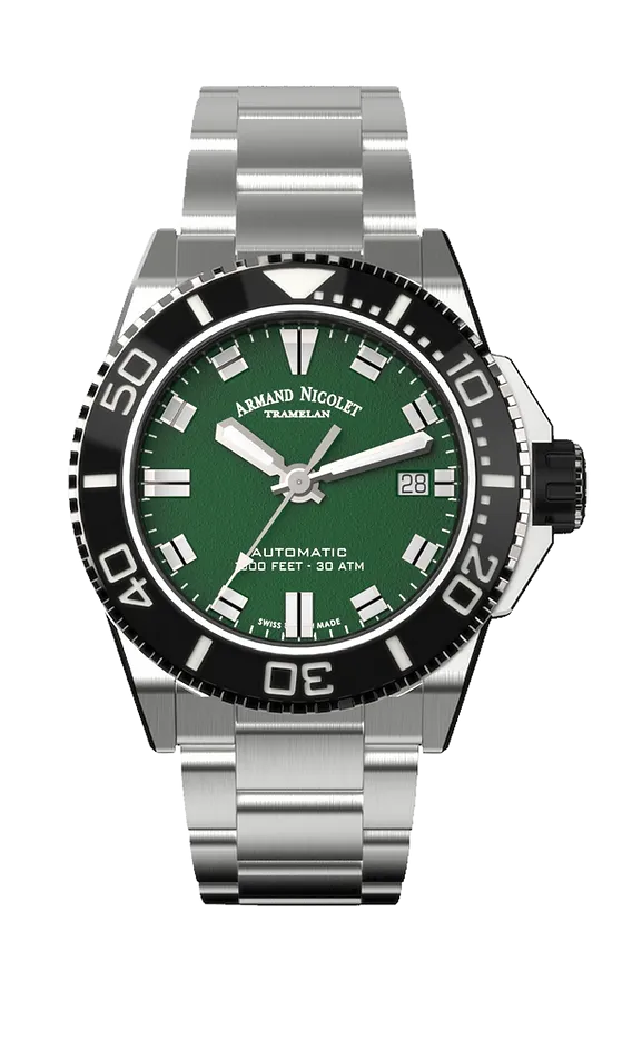 Armand Nicolet Men's Watch JS9 Date 41mm Green A481AGN-VR-MA2481AA