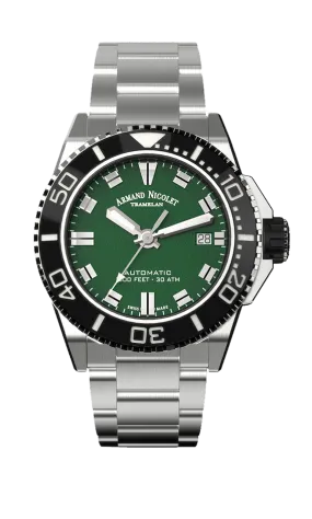 Armand Nicolet Men's Watch JS9 Date 41mm Green A481AGN-VR-MA2481AA