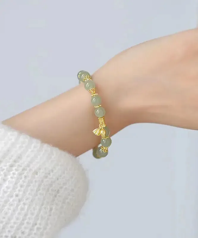 Art Cyan Jade Lotus Chain Bracelet ML0664