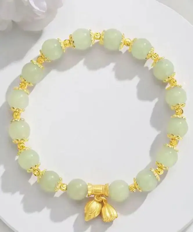 Art Cyan Jade Lotus Chain Bracelet ML0664