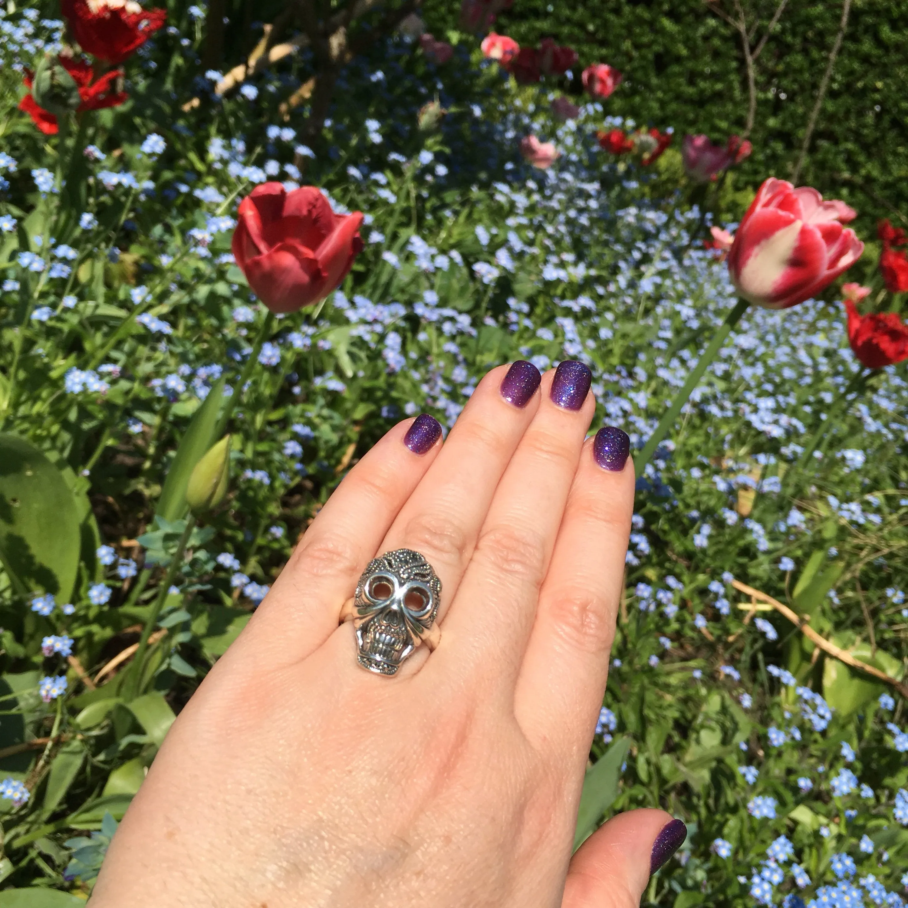 Art Deco Ring Silver Skull Marcasite