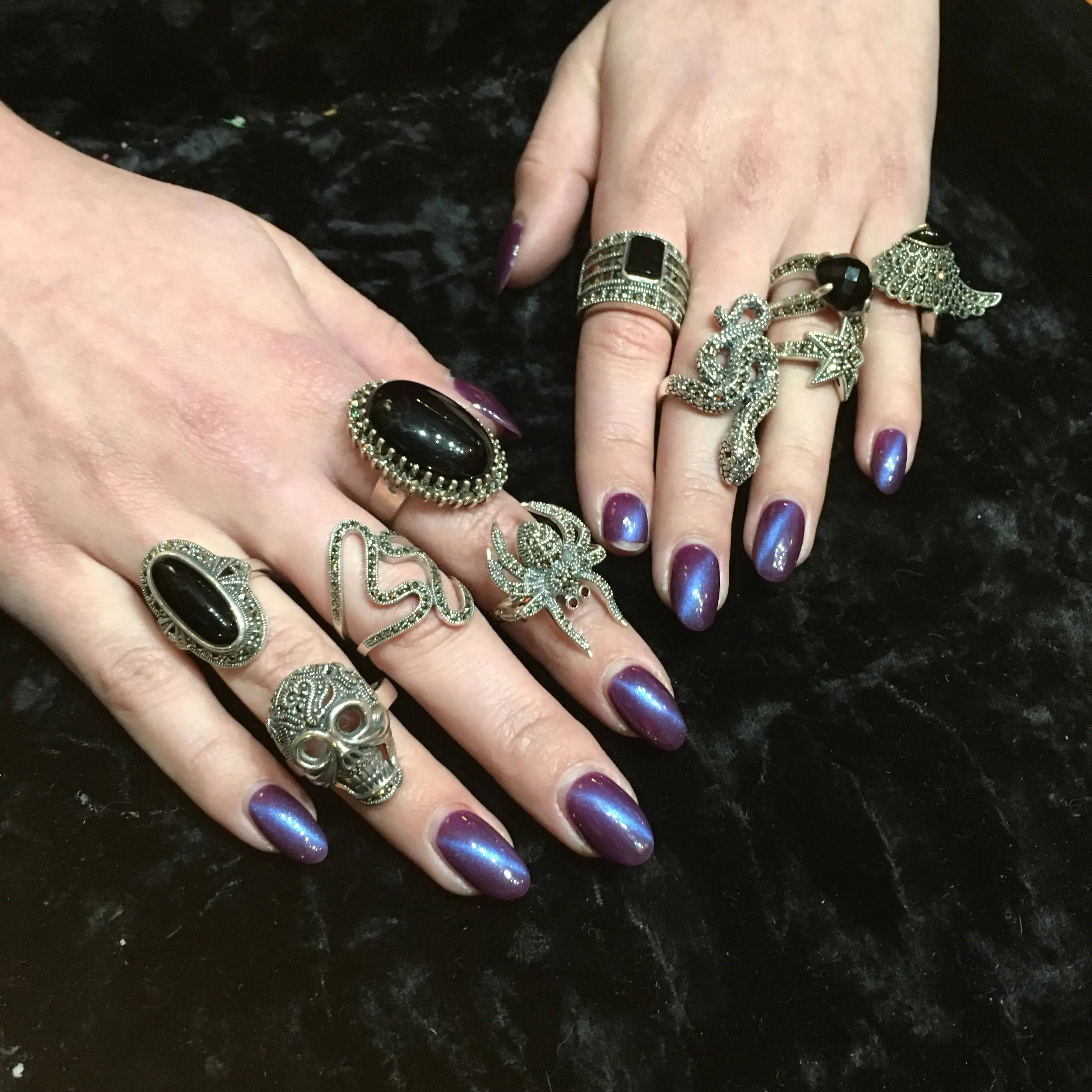 Art Deco Ring Silver Skull Marcasite