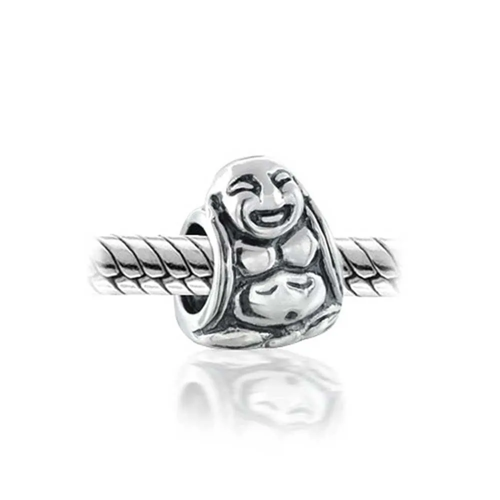 Asian Laughing Buddha Spiritual Mediation Charm Bead Sterling Silver