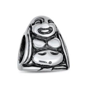 Asian Laughing Buddha Spiritual Mediation Charm Bead Sterling Silver