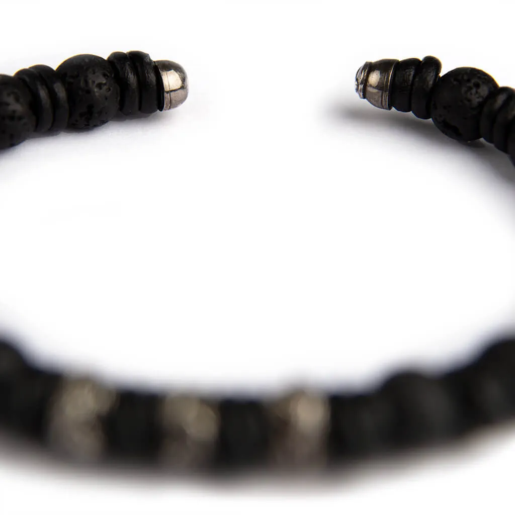 Athens - Volcanic rock and Silver bracelet