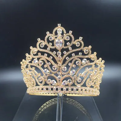 Attractive Bridal Shining Big Crown With AAA Zincons Fashion Hair Jewelry