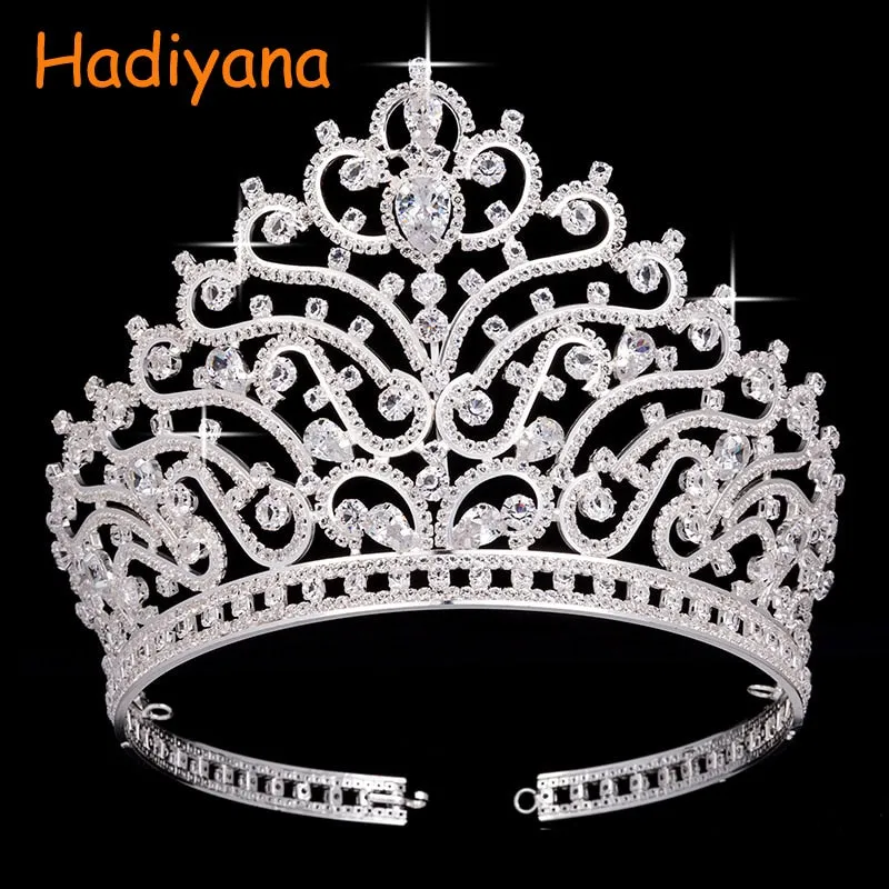 Attractive Bridal Shining Big Crown With AAA Zincons Fashion Hair Jewelry