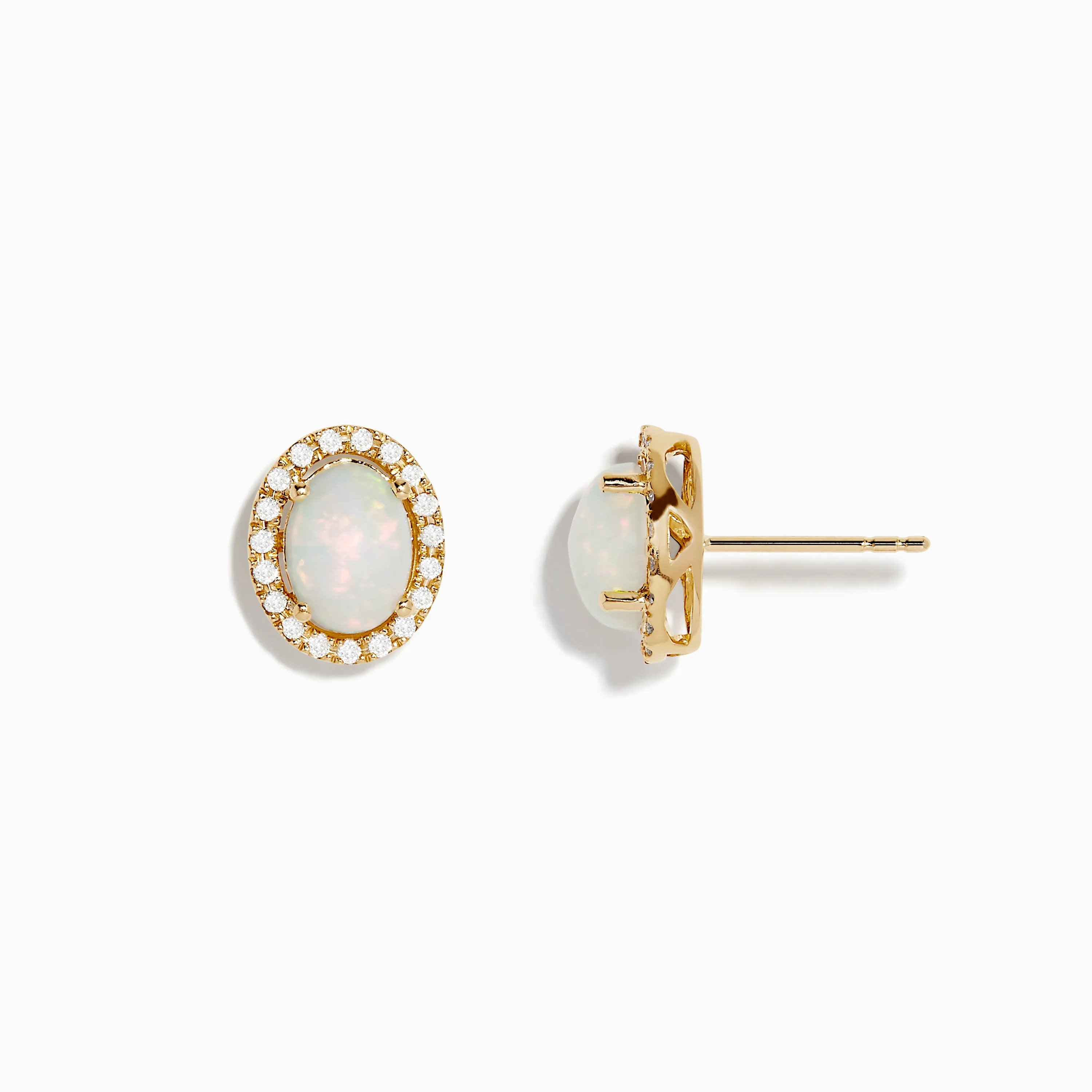 Aurora 14K Yellow Gold Opal and Diamond Stud Earrings