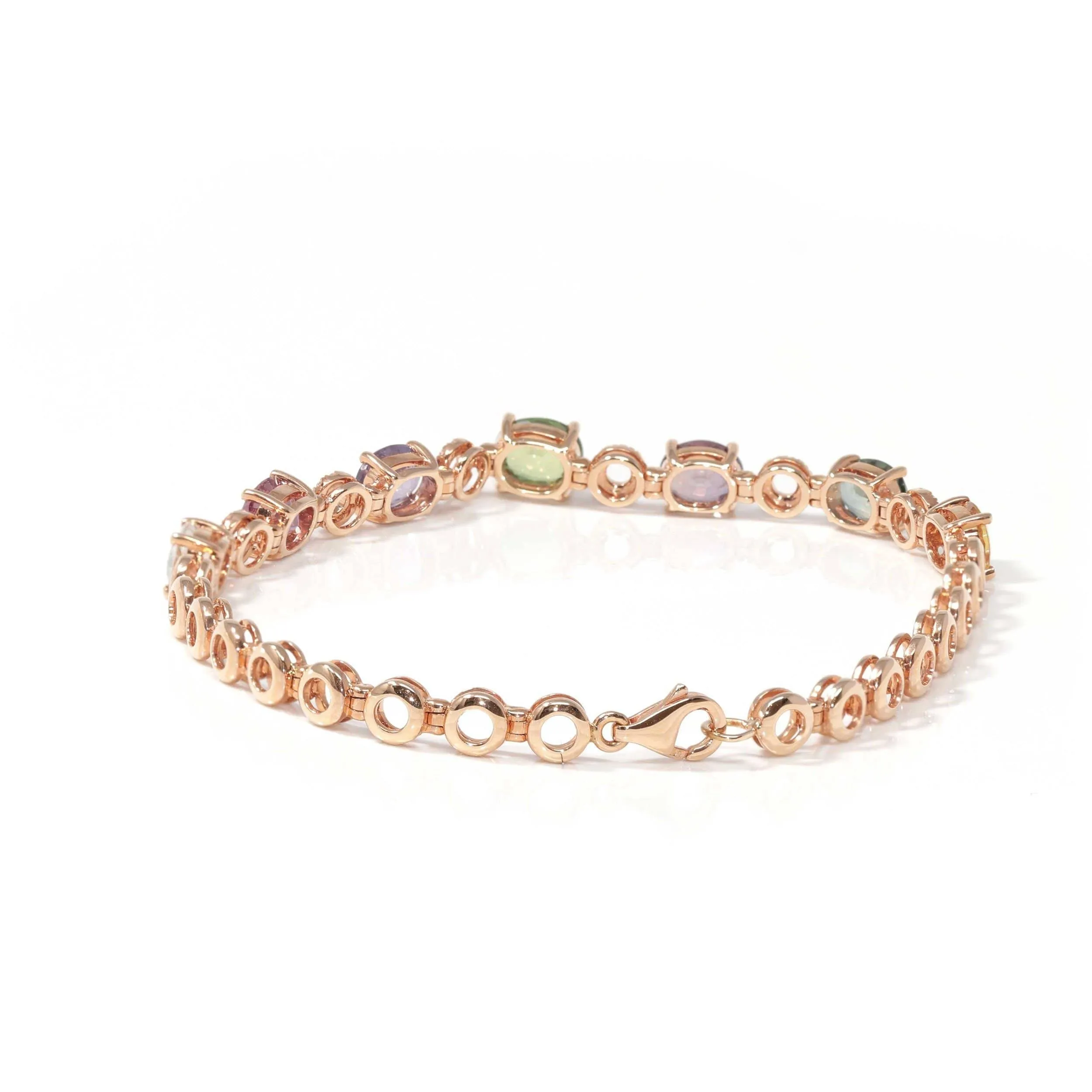 Baikalla™ 18K Rose Gold Natural Color Sapphire and Diamond Bypass Hinge Bracelet