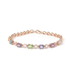 Baikalla™ 18K Rose Gold Natural Color Sapphire and Diamond Bypass Hinge Bracelet