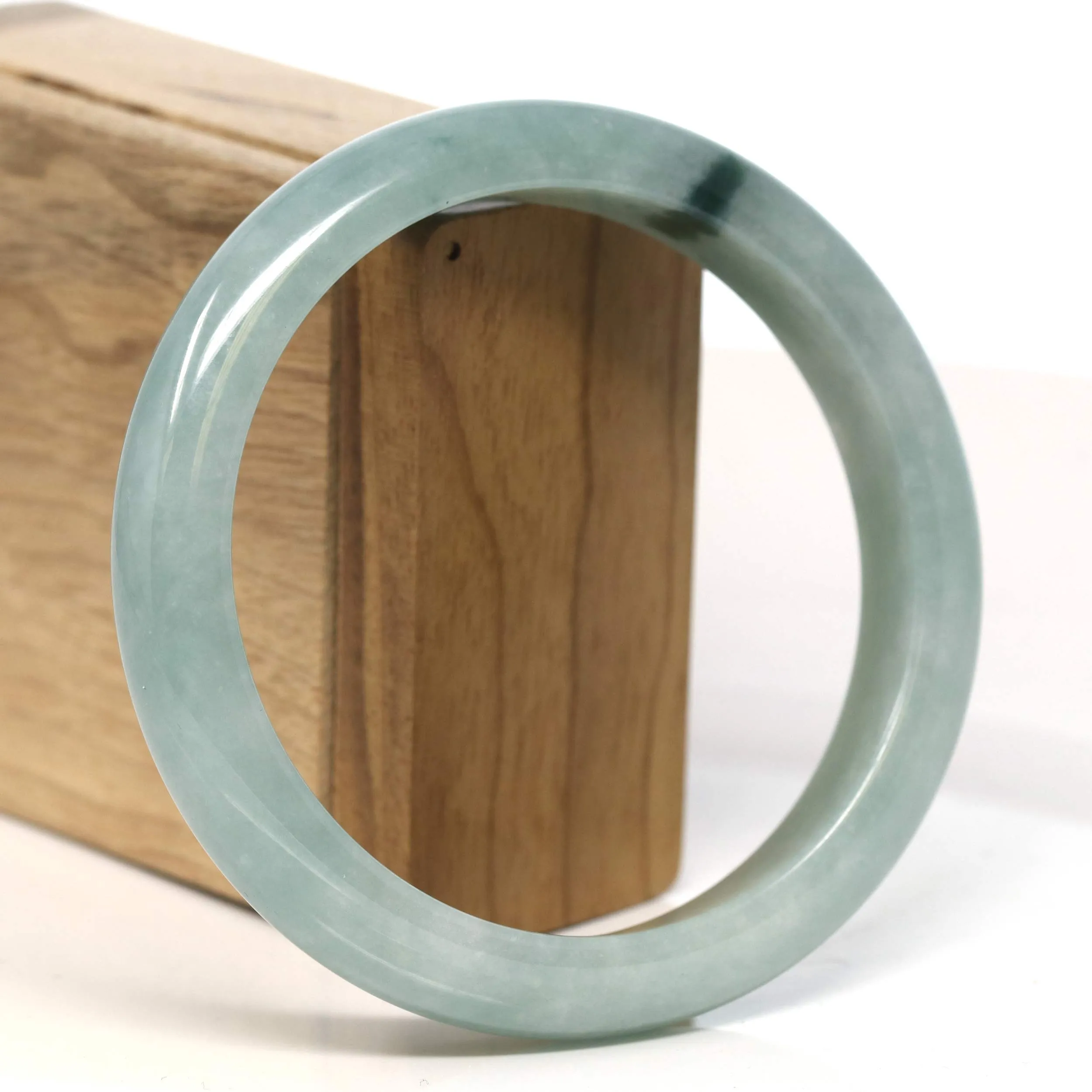 Baikalla "Half Round" Blue-Green Jadeite Jade Bangle Bracelet (63.47 mm) #T401