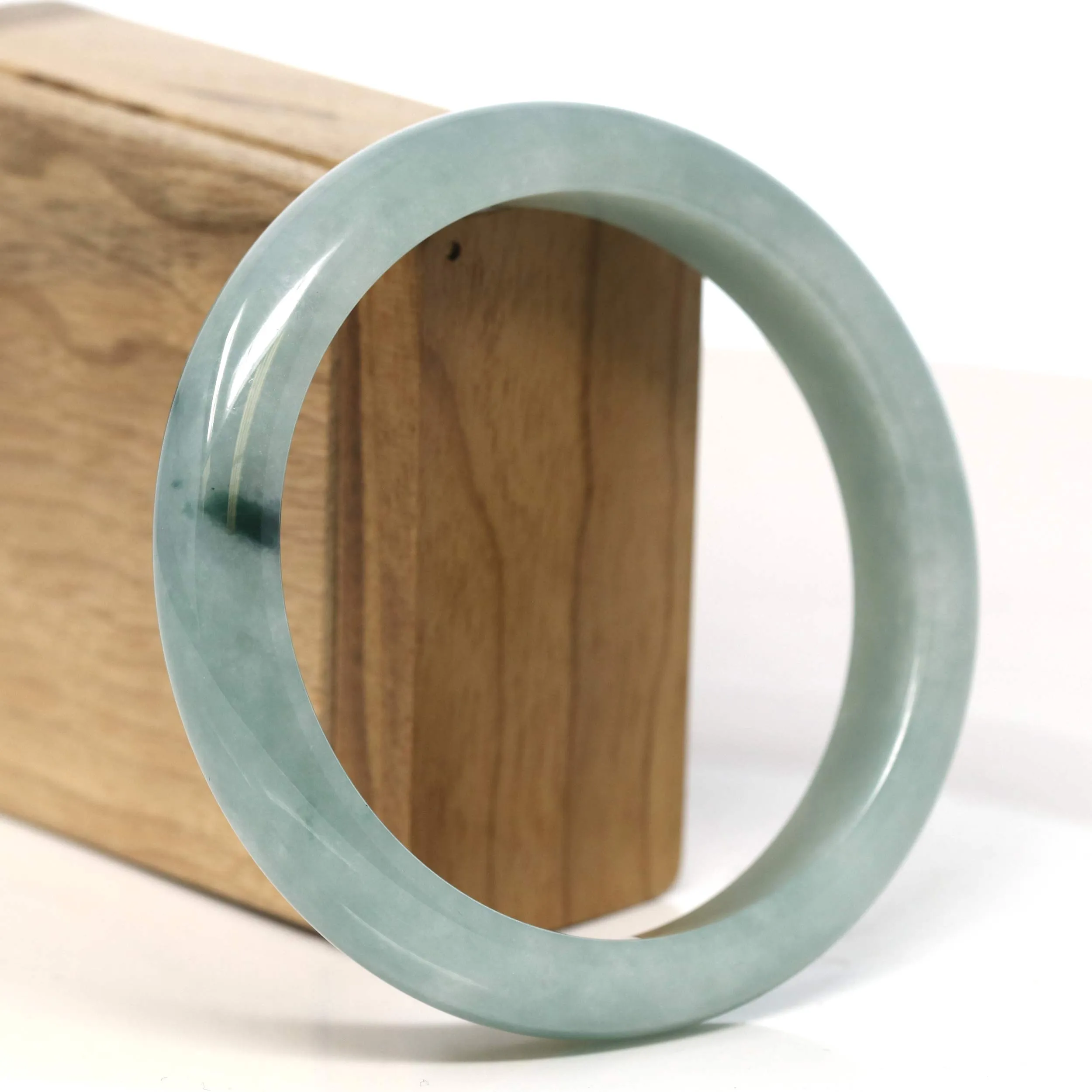 Baikalla "Half Round" Blue-Green Jadeite Jade Bangle Bracelet (63.47 mm) #T401
