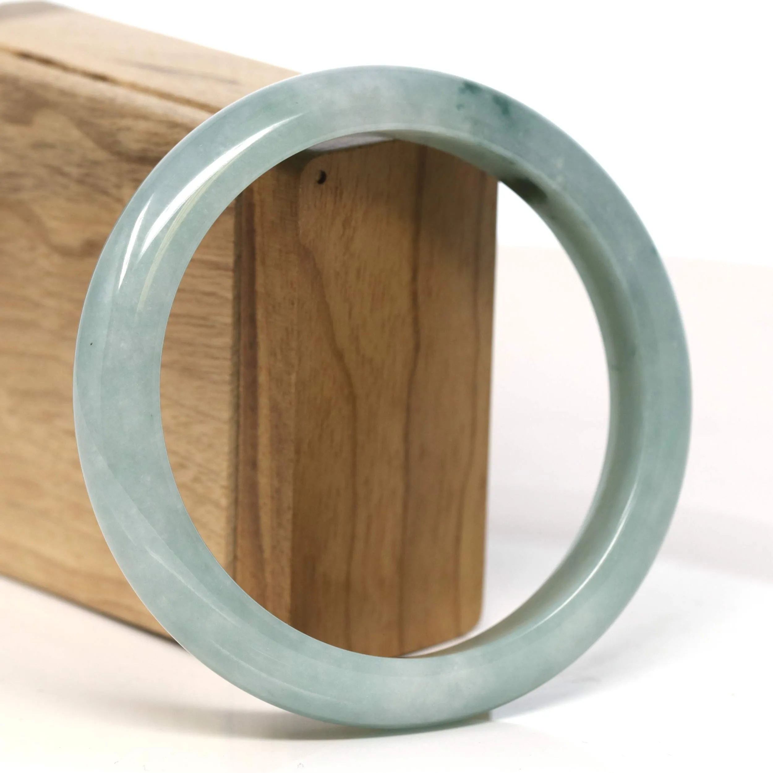 Baikalla "Half Round" Blue-Green Jadeite Jade Bangle Bracelet (63.47 mm) #T401