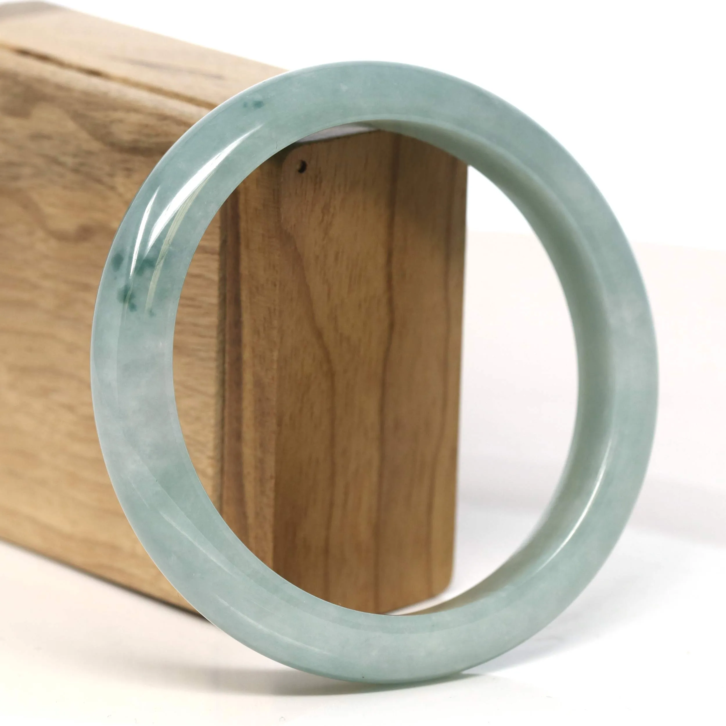 Baikalla "Half Round" Blue-Green Jadeite Jade Bangle Bracelet (63.47 mm) #T401