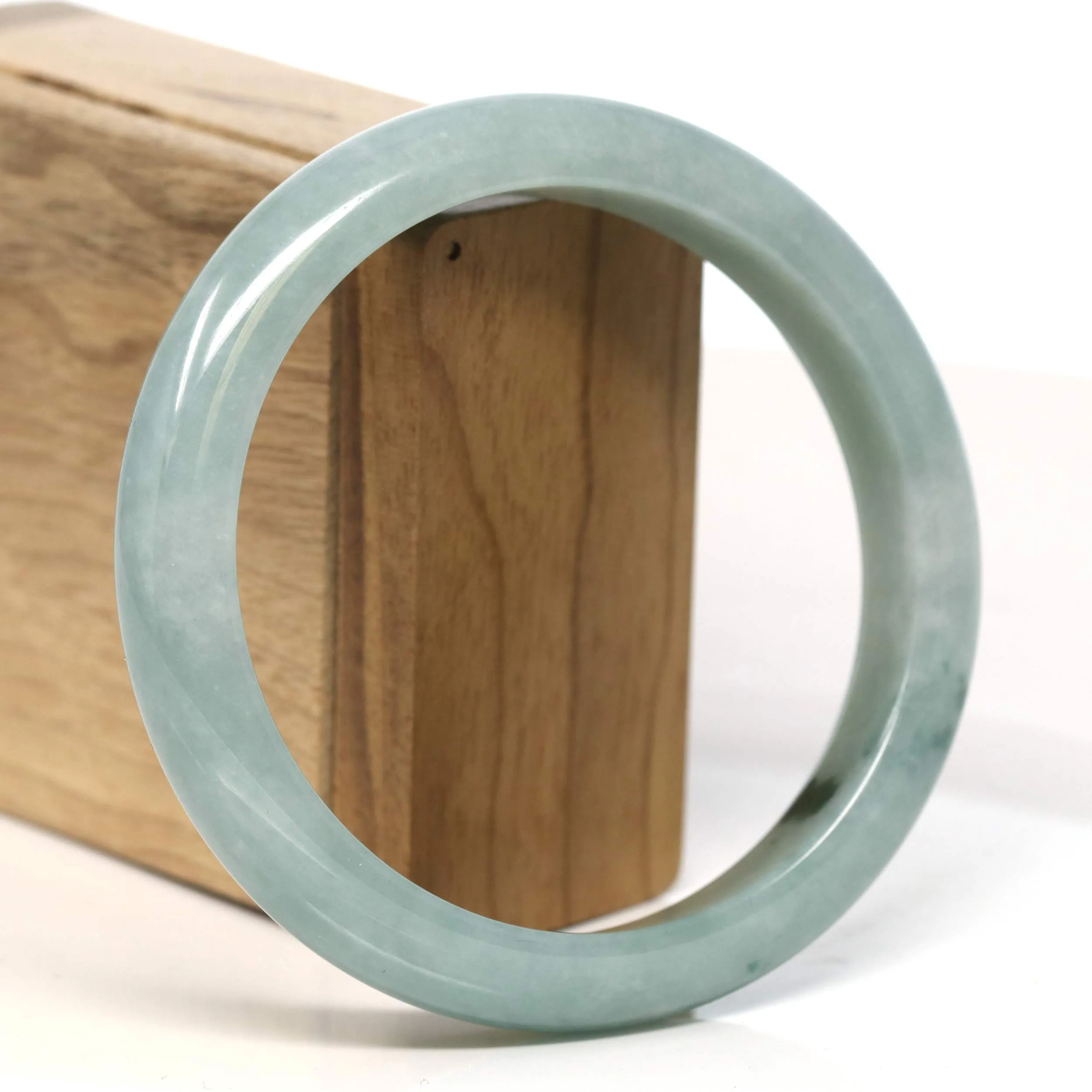 Baikalla "Half Round" Blue-Green Jadeite Jade Bangle Bracelet (63.47 mm) #T401